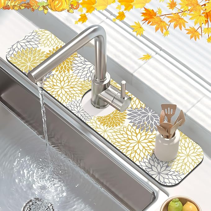 Findosom 2PCS 16" x 24" Fall Dish Drying Mat & 24" x 5.5" Sink Splash Guard - Image 4