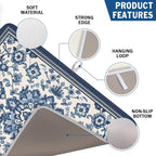 Blue Floral Dish Drying Mat for Kitchen Counter Vintage Flower Pattern - Image 2