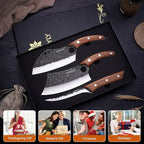 3PCS Hand Forged Butcher Knife Set Meat Cleavers, Serbian Chef Knife Viking - Image 2