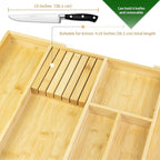 VaeFae Bamboo Kitchen Drawer Organizer, Utensil Tray - Image 4