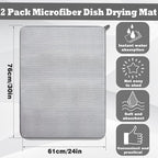 2 Pack Extra Large Microfiber Dish Drying Mat, 30 x 24 Inch Super Absorbent - Image 2