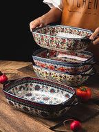 Vintage Style Pottery Bakeware Ceramic Casserole Dish Baking Pan Lasagna Pans - Image 4