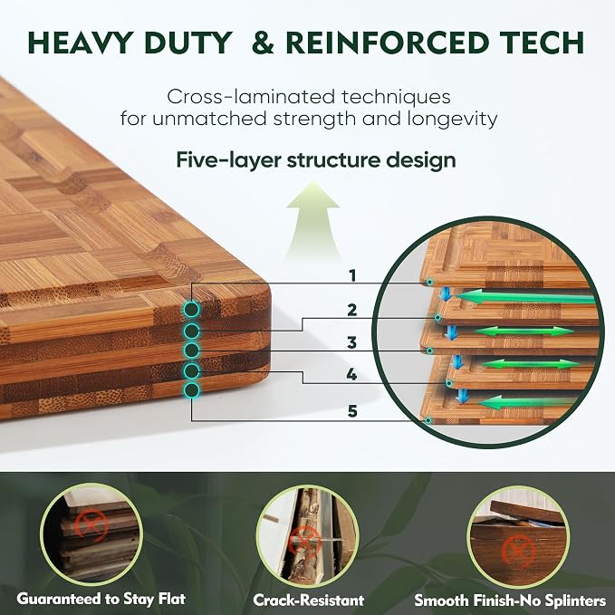 XXXLarge Bamboo Cutting Boards Charcuterie Board Best Non Toxic Large Butcher - Image 3