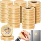 Vesici 50 Pcs Magnetic Bottle Opener 2.5in DIY Bamboo Round Shape Beer Openers by Vesici