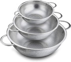 P&P CHEF Colander Set of 3, Stainless Steel Micro-Perforated Colanders Strainers by PPCHEF