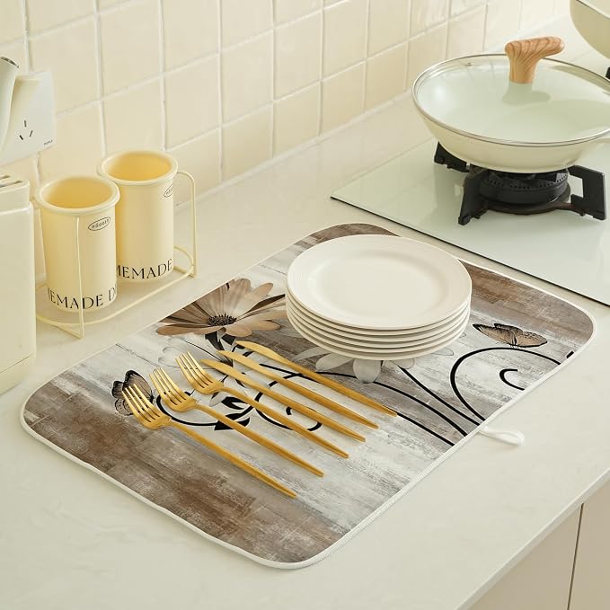 Floral Dish Drying Mat 18x24 Inches - Image 3