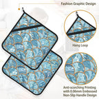 Mermaid Fish Scales Marble Pot Holder Set of 2, Heat Resistant Potholders Oven - Image 4
