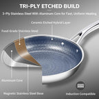 Ammeloo Hybrid Stainless Steel Cookware Set, 17-Piece Tri-Ply Pots and Pans Set - Image 6