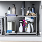 Simple Houseware Under Sink 2-Tier Heavy Duty Expandable Rack Organizer - Image 7