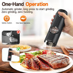 Electric Salt and Pepper Grinder Set, USB Rechargeable One Hand Operation - Image 3