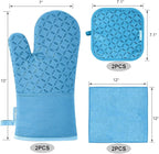 KEGOUU Oven Mitts and Pot Holders 6pcs Set, Kitchen Oven Glove High Heat - Image 2