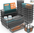 StorMiracle 23 PCS Clear Plastic Drawer Organizers Set, 4 Size Desk Drawer by StorMiracle