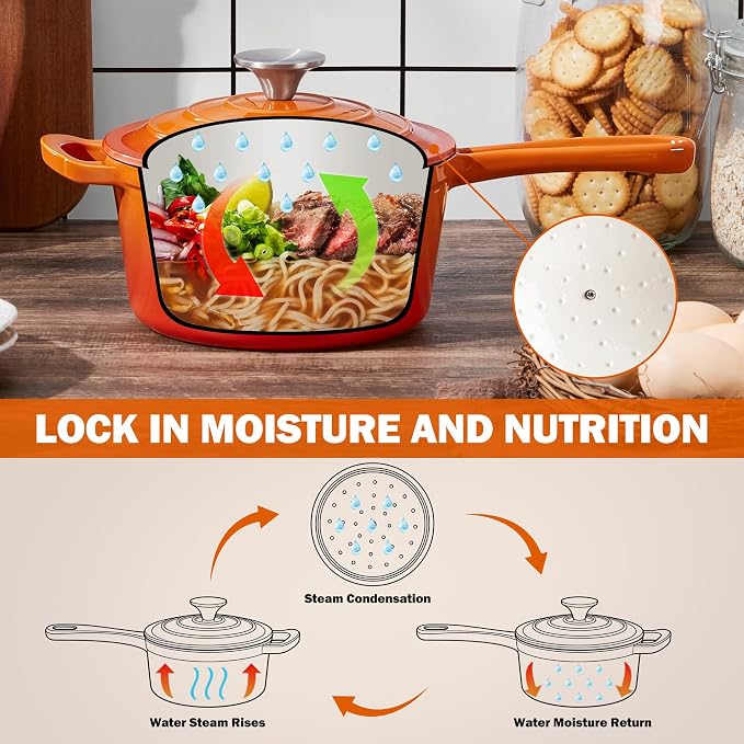 Homikit Small Cast Iron Pot, 2 QT Enameled Cast Iron Sauce Pan - Image 6