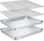 P&P CHEF 16 Inch Baking Sheet and Rack Set, Stainless Steel Cookie Sheets Oven by PPCHEF