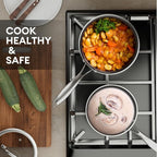 COOKER KING 2 Quart Stainless Steel Saucepan, Nonstick Sauce Pan, Ceramic Suce - Image 3