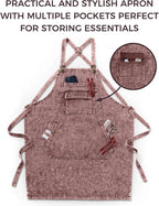Denim Apron with Pockets for Hair Stylist Gardening Craftsmen Barista Women - Image 8