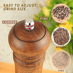 Haomacro Pepper Grinder, Wood Salt and Pepper Mills Set, Classic Manual Spice - Image 6