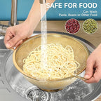 2PCS Gold Strainer for Kitchen, 3QT and 5QT, Stainless Steel Colander - Image 4