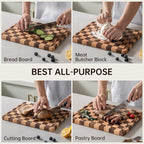 Checkerboard Cutting Boards for Kitchen, Acacia Wooden Cutting Board, End Grain - Image 7