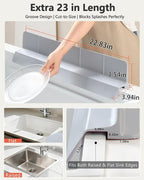 Kitchen Sink Splash Guard 23" 18" 30" Self-Draining Silicone Water Guard - Image 4
