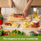 Bamboo Cutting Board Set Non Slip Feet Over Sink Eating Grilling Biard Cutboard - Image 7