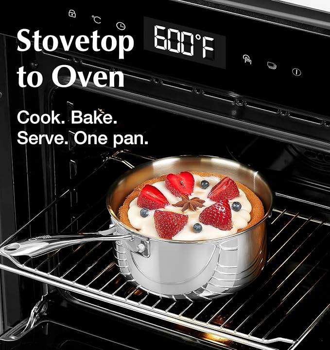KOCH SYSTEME CS Triply Stainless Steel Saucepan Set, 1QT & 2QT & 3QT Stainless - Image 3