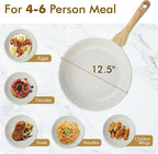 SENSARTE Nonstick Ceramic Frying Pan Skillet, 12.5 Inch Omelet Pan, Healthy Non - Image 5
