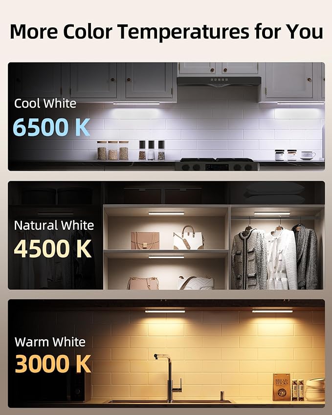 EZVALO 6-Pack Under Cabinet Lighting, 2000mAh Rechargeable Wireless Motion - Image 6