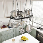 24.4” Metal Pot Rack Hanging, Oval Pan Rack Hanging - Image 2