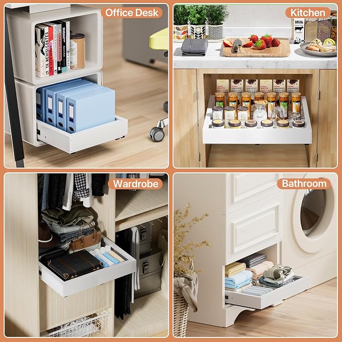 2 Pack Pull out Cabinet Organizer, Width Depth, - Image 4