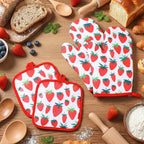 4 Pcs Oven Mitts and Pot Holders Cute Strawberry Oven Gloves and Pot Holders - Image 3