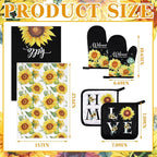 Leinuosen 6 Classic Sunflower Kitchen Towels Kitchen Decor and Accessories Set - Image 3