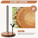 Wood Paper Towel Holder Countertop, Leaf-Shaped Accent Iron Rods - Image 4