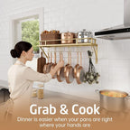 KES 30-Inch Gold Pot Rack, Wall Mounted Hanging Pot and Pan Organizer - Image 7