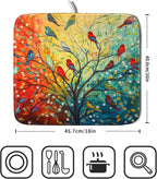 Colorful Spring Summer Tree Bird Dish Drying Mats - Image 2