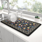 Rnivvi Dish Drying Mat for Kitchen Counter, XL 15 x 24" Cute Flower Theme Super by Rnivvi