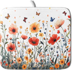 Poppy Flower Dish Drying Mat 16x18 Inch Floral Leaves Dish Drainer Protector by Giwawa