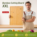 Extra Large Charcuterie Bamboo Board Non Slip Feet Over Sink Wooden Cutting - Image 3