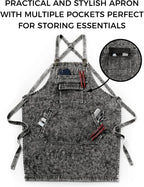 Denim Apron with Pockets for Hair Stylist Gardening Craftsmen Barista Women - Image 8