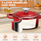 Homikit 3 Quart Saucepan with Lid, Enameled Cast Iron Sauce Pan, Enamel Cast - Image 7