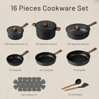 CAROTE Nonstick Pots and Pans, Induction Titanium Cookware Set 16pcs Kitchen - Image 2