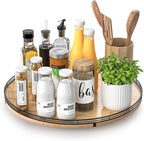 16" Lazy Susan Oak Wood Turntable Organizer by AMH