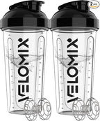 VELOMIX -2 Pack- 28 oz Protein Shaker Bottles by VELOMIX