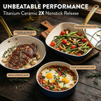 Gotham Steel Hammered 20Pcs Ceramic Cookware Set, Induction Pots and Pans Set - Image 5