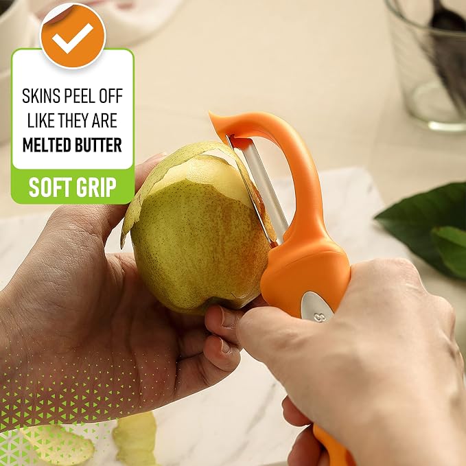 Spring Chef Premium Swivel Vegetable Peeler, Soft Grip Handle and Ultra Sharp - Image 4