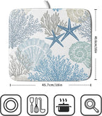 Nautical Dish Drying Mat for Kitchen Counter Coastal Seashell Starfish Summer - Image 2