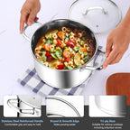 Homikit 5 Quart Stock Pot, Stainless Steel Soup Cooking Pot - Image 4