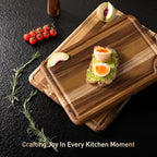 2 Pack Teak Cutting Board for Kitchen Wooden Chopping Board Charcuterie Board - Image 9