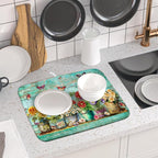 Flower Dish Drying Mat for Kitchen Counter 16x18 Inch Rustic Vintage Microfiber - Image 6