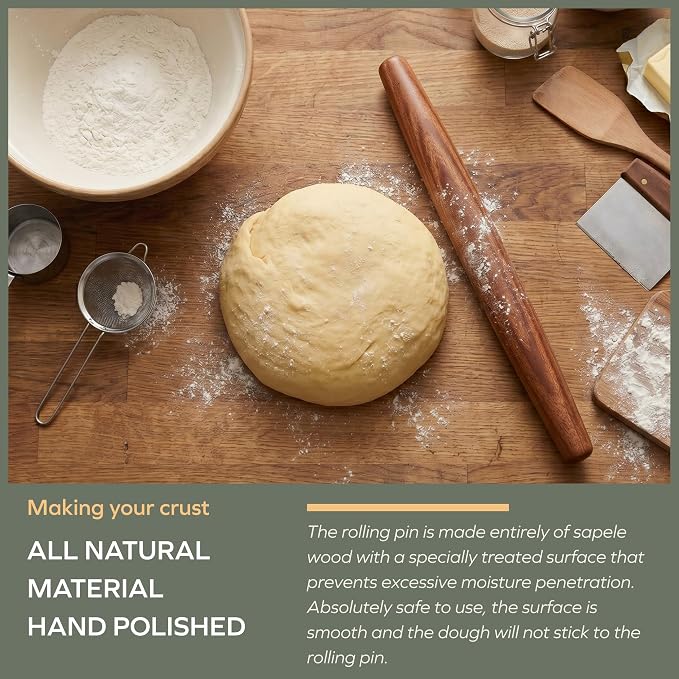 Muso Wood Sapele Wooden French Rolling Pin - Image 5